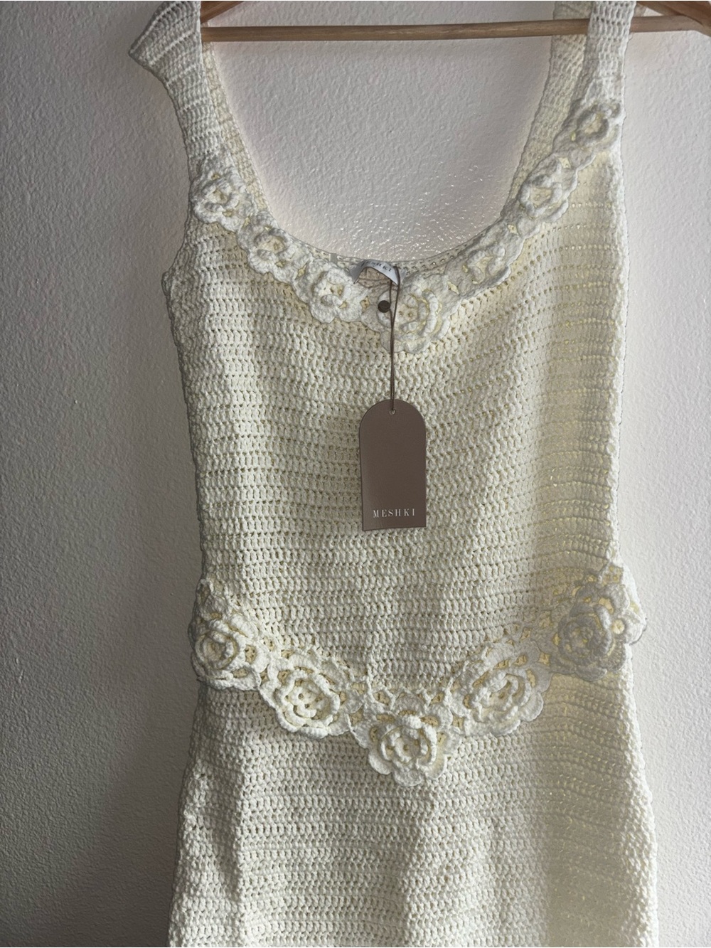 Meshki Cream Crochet Maxi Dress Skirt NWT - Picture 5 of 7